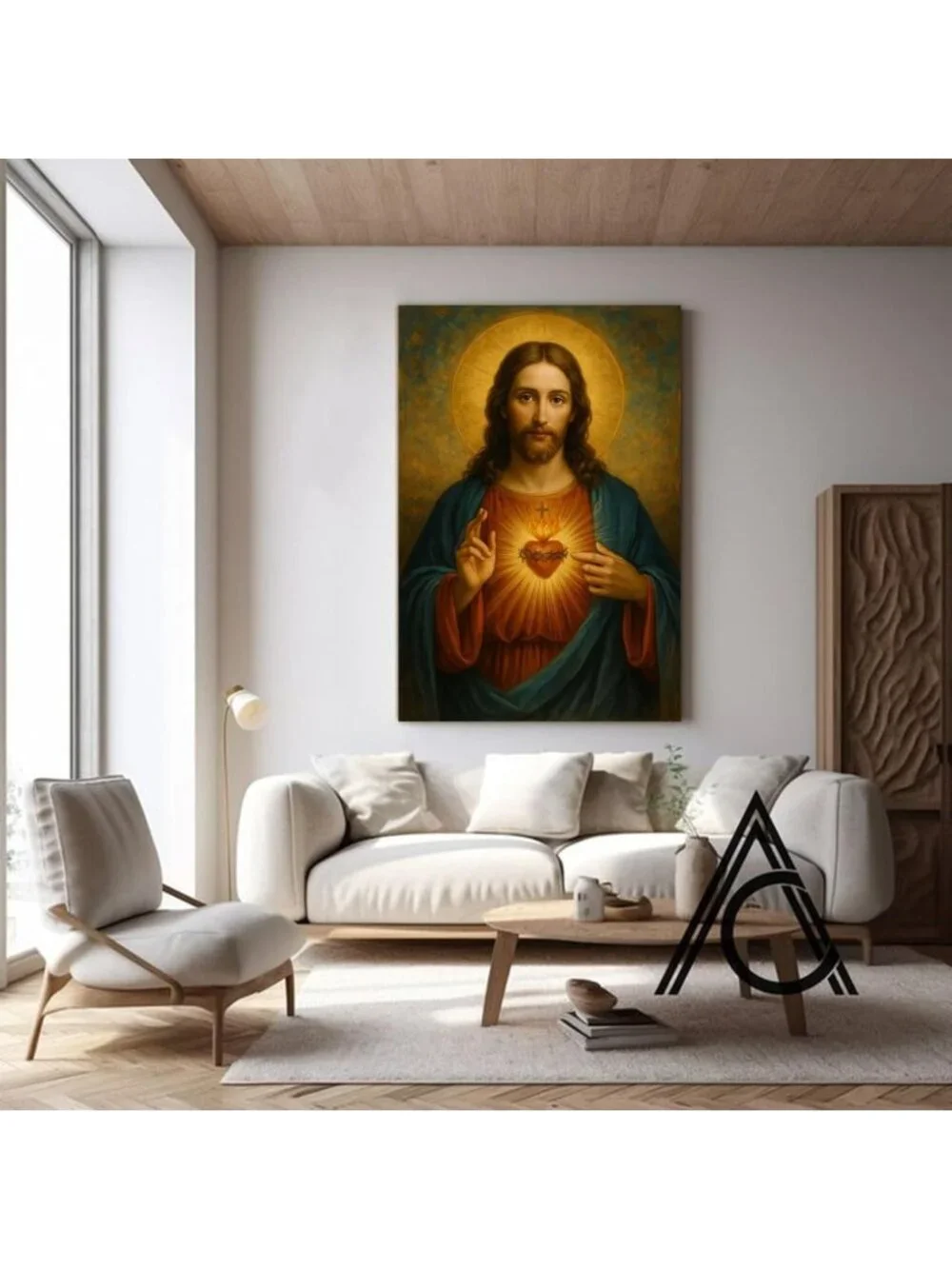 Sacred Heart of Jesus Wall Art | Christian Canvas Print | Religious Home Decor